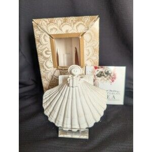 Margaret Furlong Christmas Shell Ornament Wreath Angel w Box Vtg 1988 RETIRED